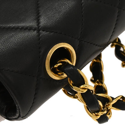Chanel Black Lambskin Small Classic Double Flap Shoulder Bag