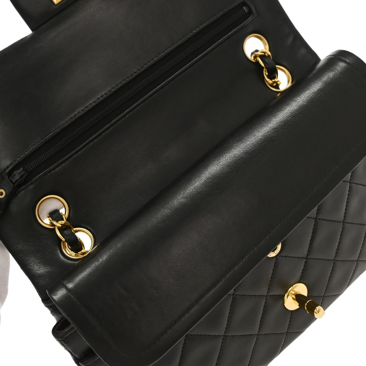 Chanel Black Lambskin Small Classic Double Flap Shoulder Bag