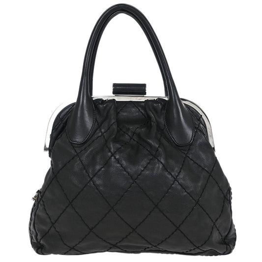 Chanel Black Calfskin Wild Stitch Expandable Zip Around Frame Bag