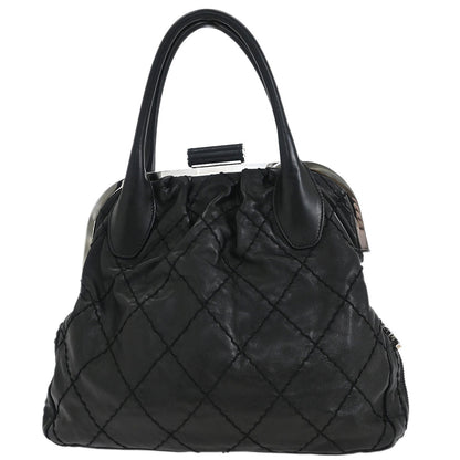 Chanel Black Calfskin Wild Stitch Expandable Zip Around Frame Bag