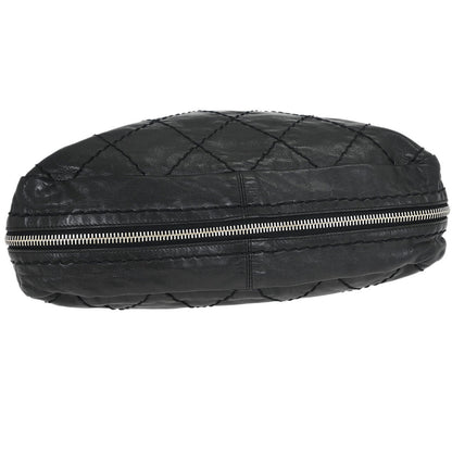 Chanel Black Calfskin Wild Stitch Expandable Zip Around Frame Bag