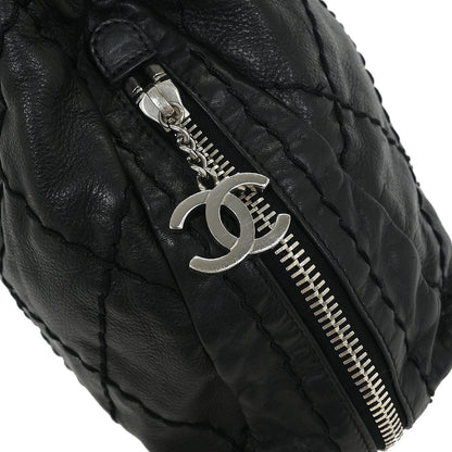 Chanel Black Calfskin Wild Stitch Expandable Zip Around Frame Bag