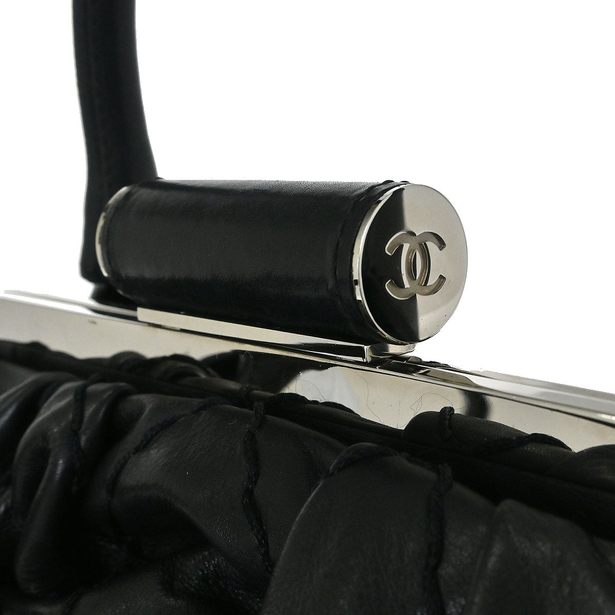 Chanel Black Calfskin Wild Stitch Expandable Zip Around Frame Bag