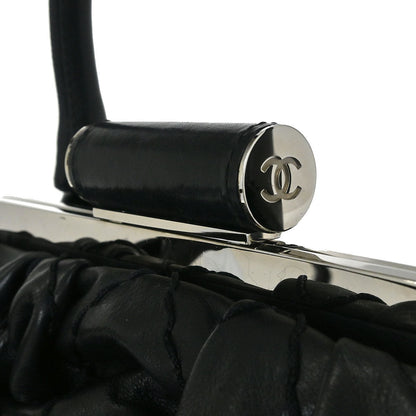 Chanel Black Calfskin Wild Stitch Expandable Zip Around Frame Bag