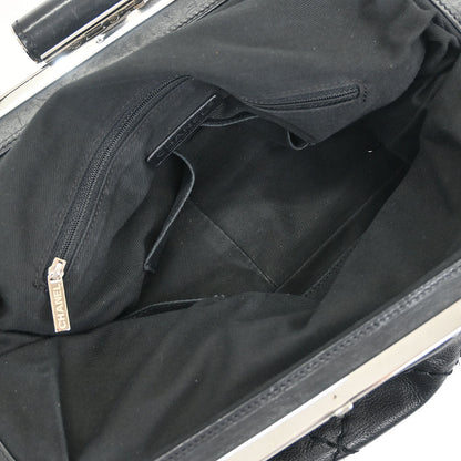 Chanel Black Calfskin Wild Stitch Expandable Zip Around Frame Bag