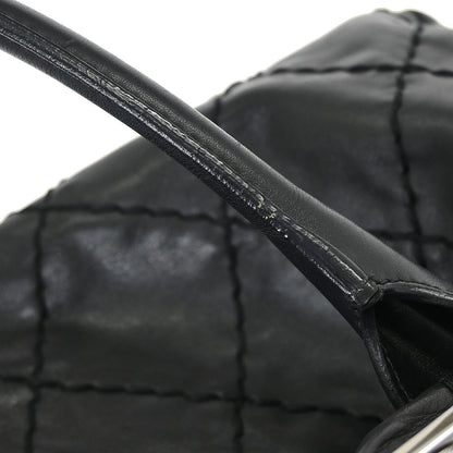 Chanel Black Calfskin Wild Stitch Expandable Zip Around Frame Bag