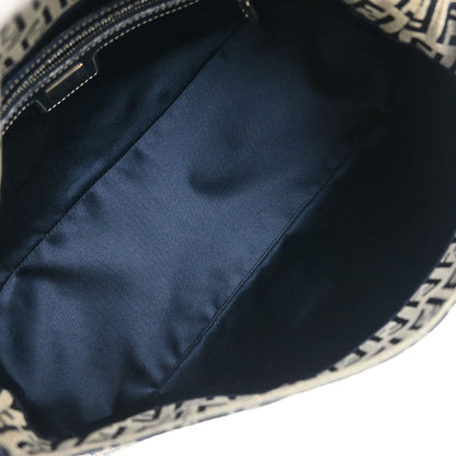 Fendi Navy Gray Canvas Zucchino Mamma Baguette Handbag