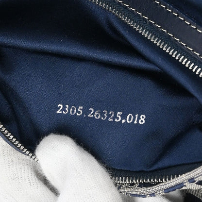 Fendi Navy Gray Canvas Zucchino Mamma Baguette Handbag