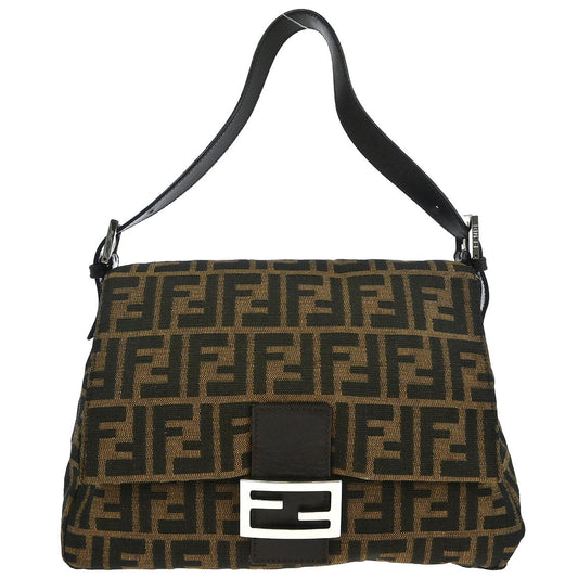 Fendi Brown Canvas Zucca Mamma Baguette Handbag