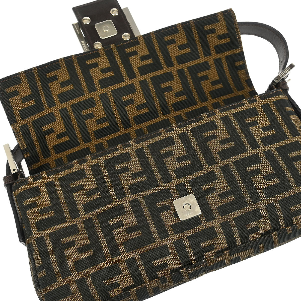 Fendi Brown Canvas Zucca Baguette Handbag