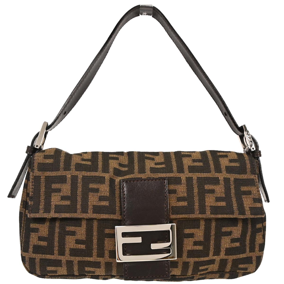 Fendi Brown Canvas Zucca Baguette Handbag