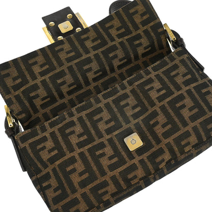 Fendi Brown Canvas Zucca Baguette Handbag