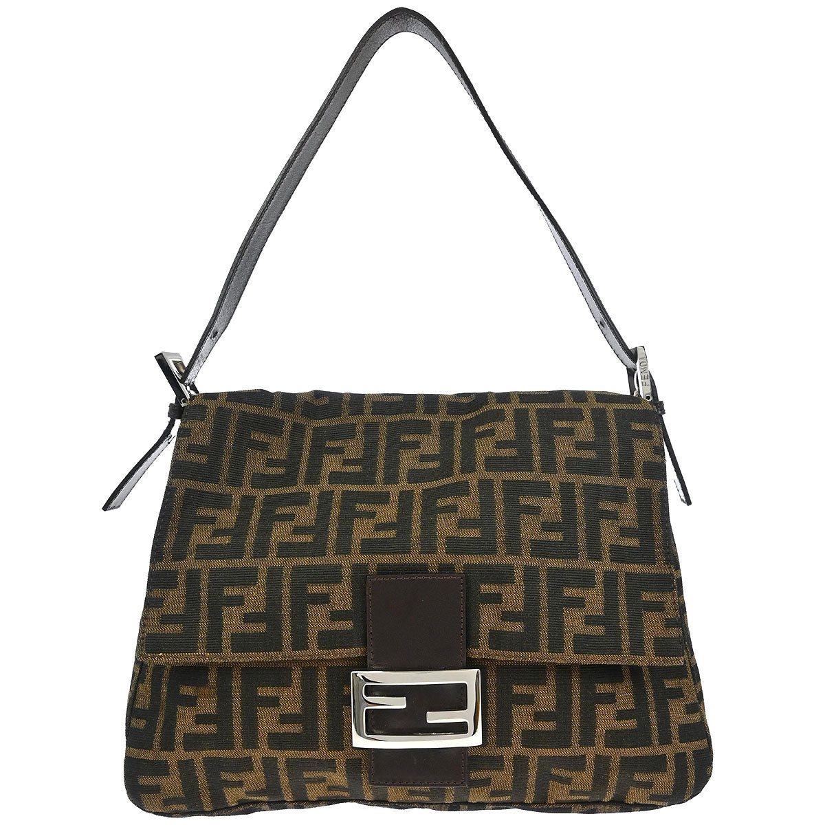 Fendi Brown Canvas Zucca Mamma Baguette Handbag