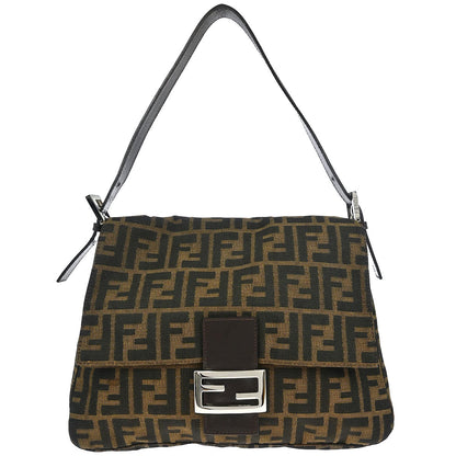 Fendi Brown Canvas Zucca Mamma Baguette Handbag