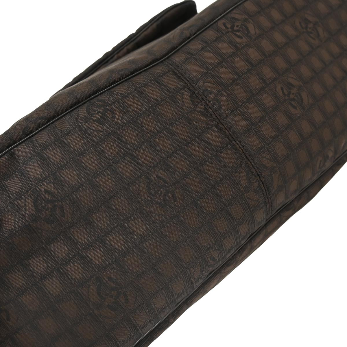Chanel Brown Jacquard Nylon Travel Line Tote Handbag