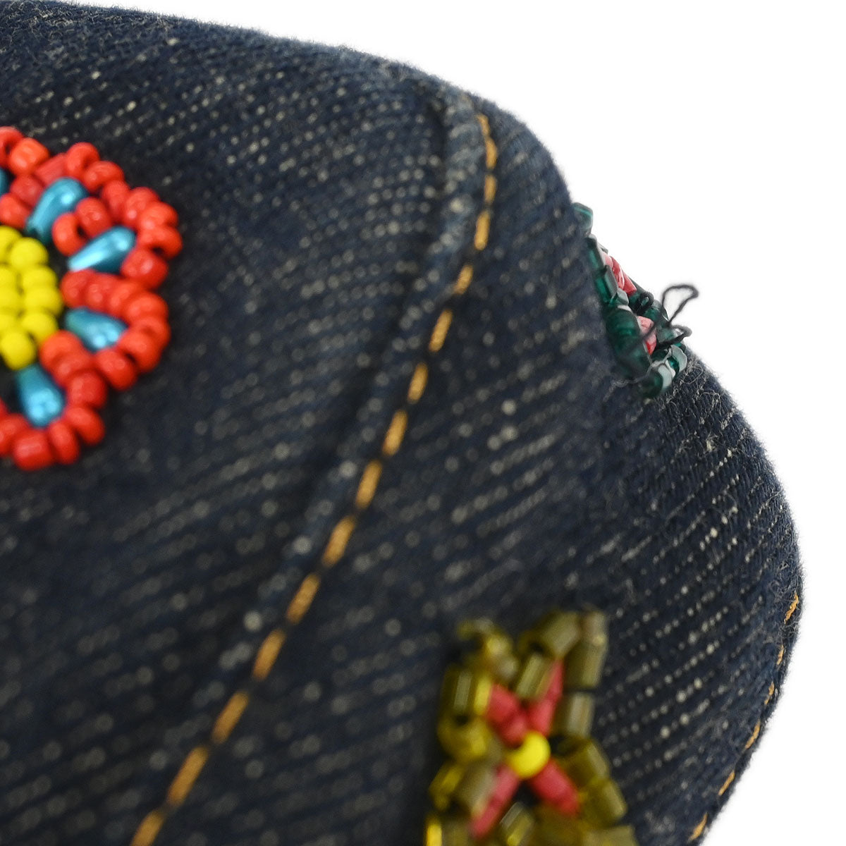 Fendi Navy Denim Beaded Baguette Handbag