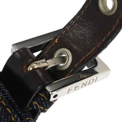 Fendi Navy Denim Beaded Baguette Handbag