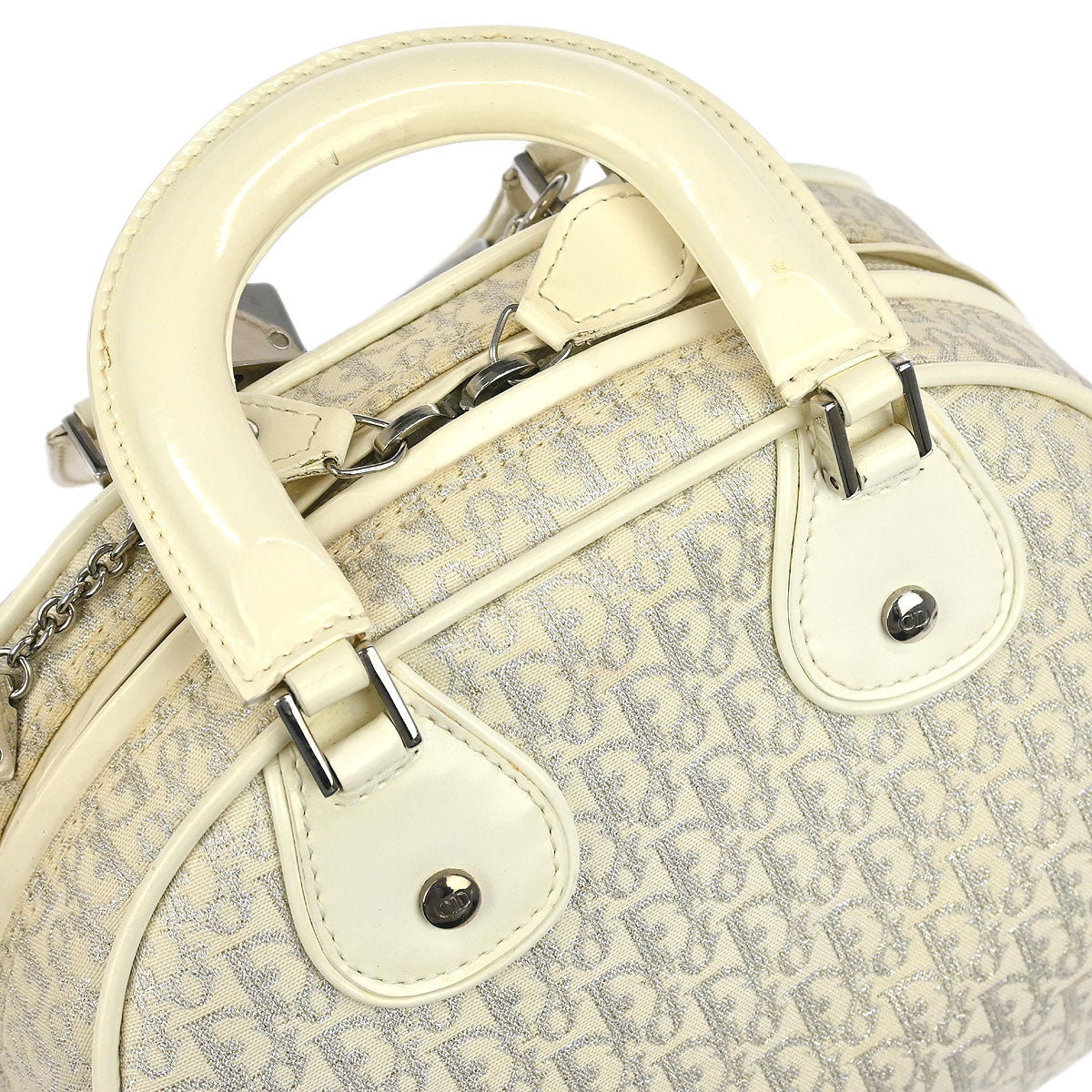 Christian Dior White Gambler Dice Trotter Handbag