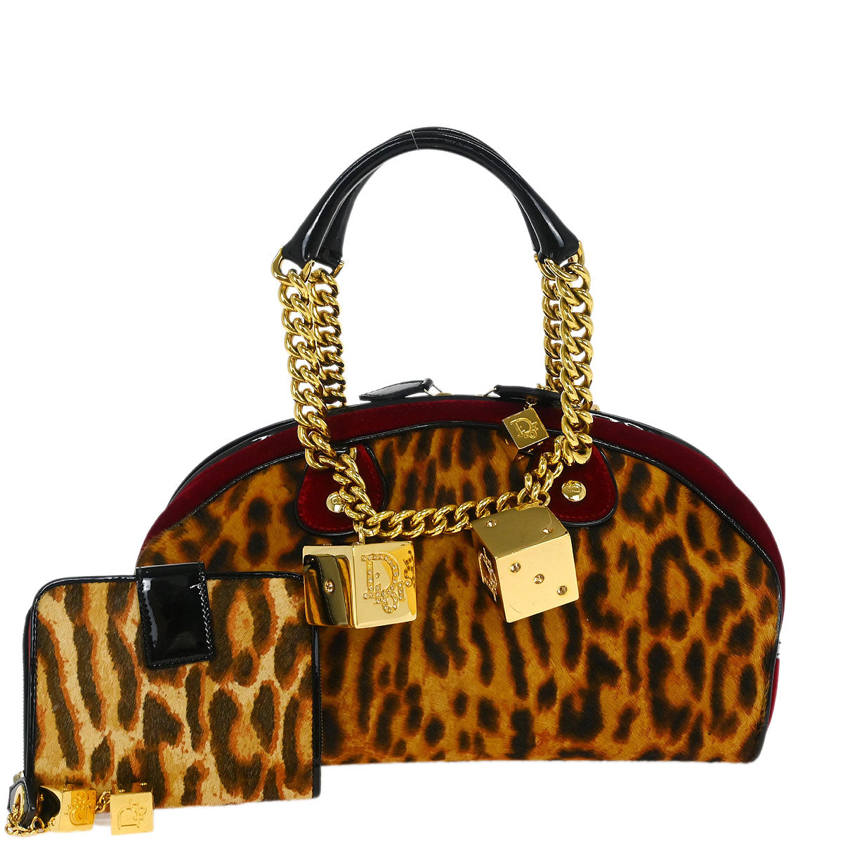 Christian Dior * Brown Pony Hair Gambler Dice Handbag