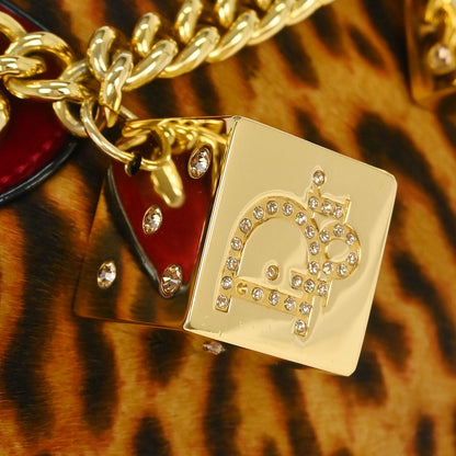 Christian Dior * Brown Pony Hair Gambler Dice Handbag