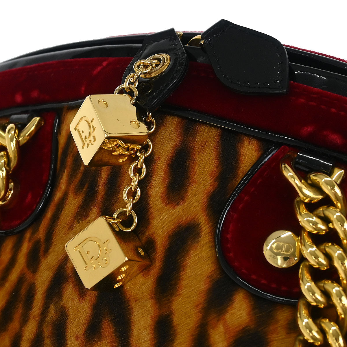 Christian Dior * Brown Pony Hair Gambler Dice Handbag