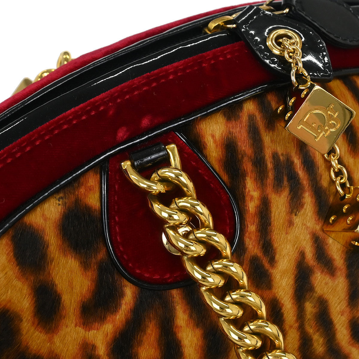 Christian Dior * Brown Pony Hair Gambler Dice Handbag