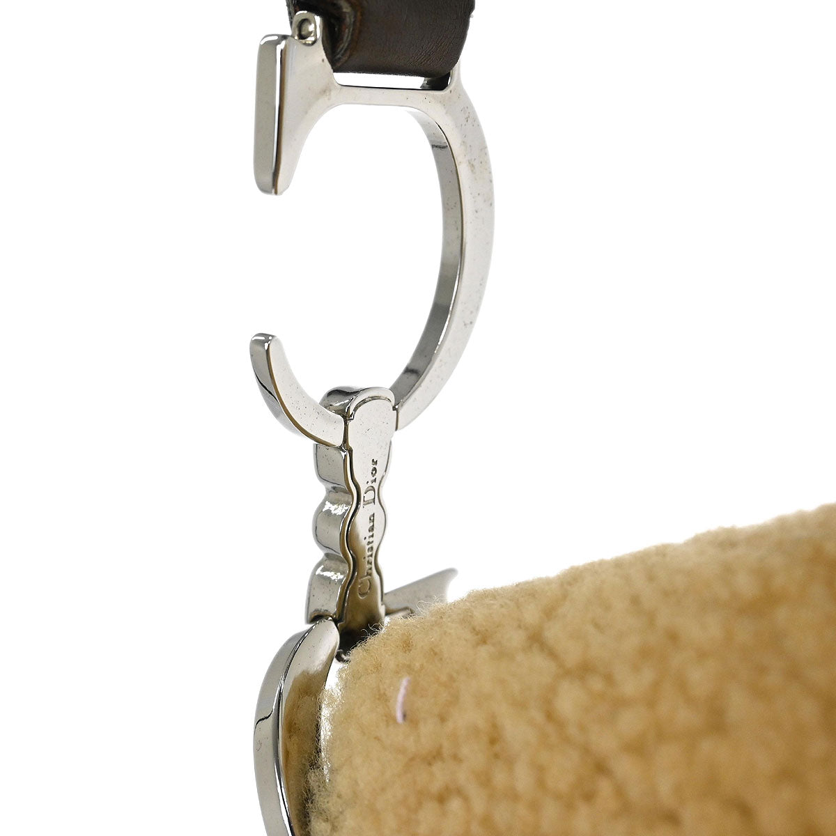 Christian Dior Brown Shearling Lambskin Saddle Handbag