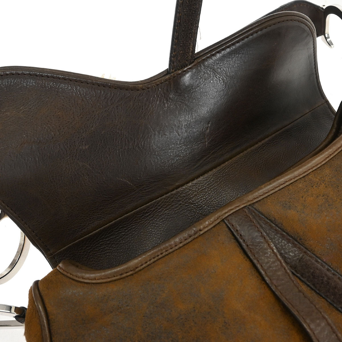 Christian Dior Brown Shearling Lambskin Saddle Handbag