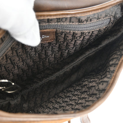 Christian Dior Brown Shearling Lambskin Saddle Handbag