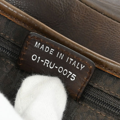 Christian Dior Brown Shearling Lambskin Saddle Handbag