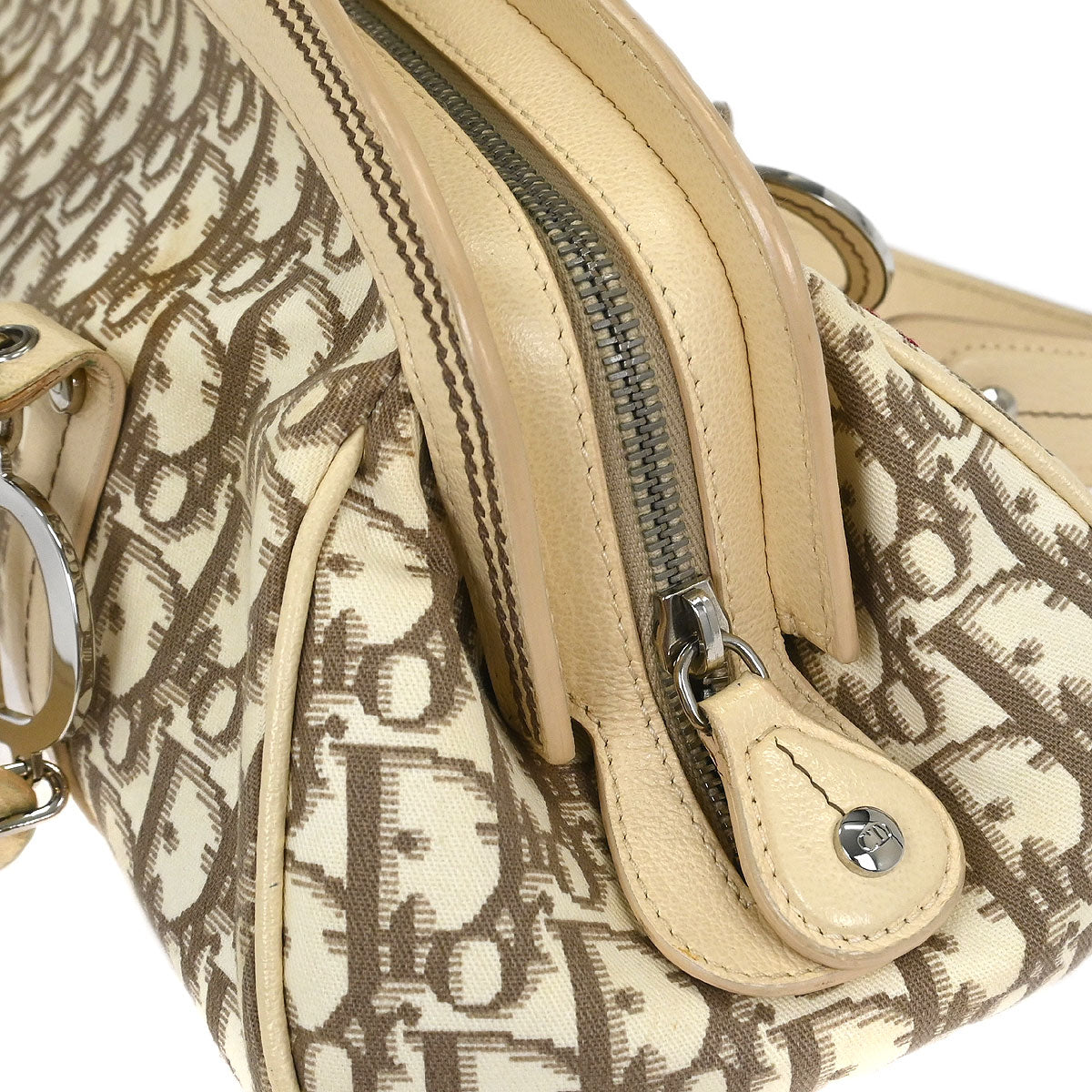 Christian Dior Beige Floral Embroidered Trotter Handbag