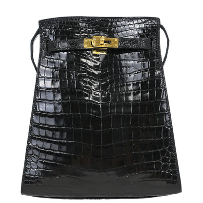 Hermes * Black Porosus Kelly Sport PM Shoulder Bag