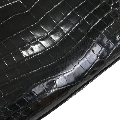 Hermes * Black Porosus Kelly Sport PM Shoulder Bag