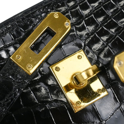 Hermes * Black Porosus Kelly Sport PM Shoulder Bag