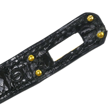 Hermes * Black Porosus Kelly Sport PM Shoulder Bag