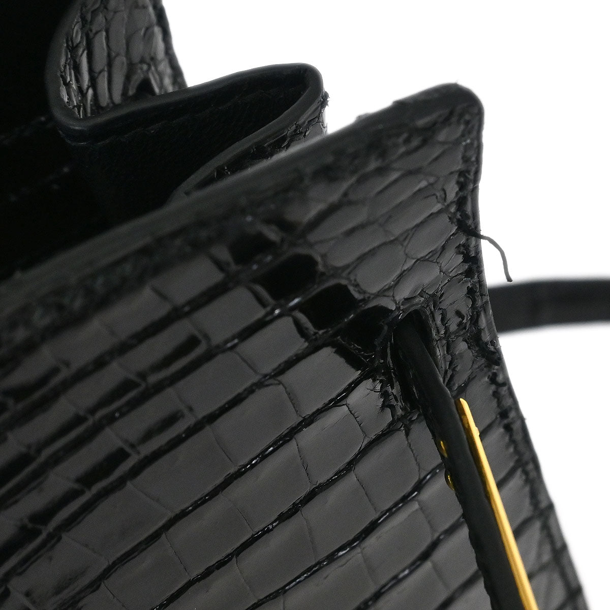 Hermes * Black Porosus Kelly Sport PM Shoulder Bag