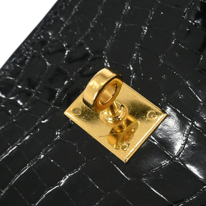 Hermes * Black Porosus Kelly Sport PM Shoulder Bag