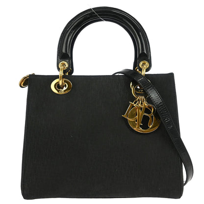Christian Dior Black Suede Medium Lady Dior Trotter 2way Shoulder Handbag