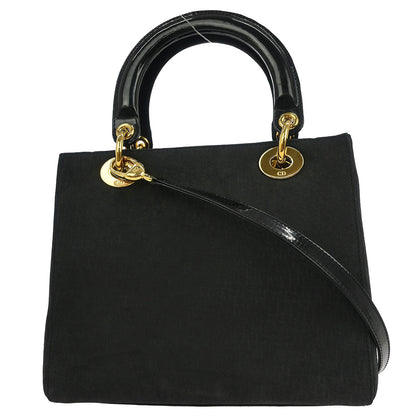 Christian Dior Black Suede Medium Lady Dior Trotter 2way Shoulder Handbag
