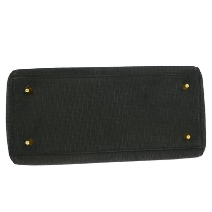 Christian Dior Black Suede Medium Lady Dior Trotter 2way Shoulder Handbag