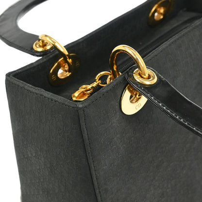 Christian Dior Black Suede Medium Lady Dior Trotter 2way Shoulder Handbag