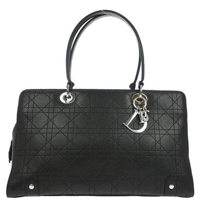Christian Dior Black Leather Cannage Tote Handbag