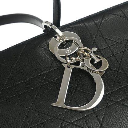 Christian Dior Black Leather Cannage Tote Handbag