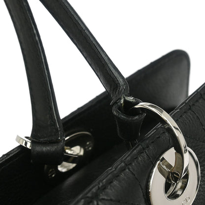 Christian Dior Black Leather Cannage Tote Handbag