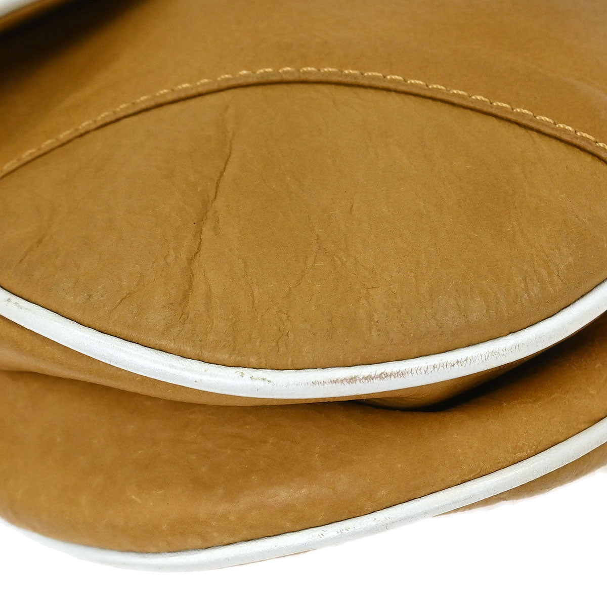 Christian Dior Beige White Leather Saddle Handbag