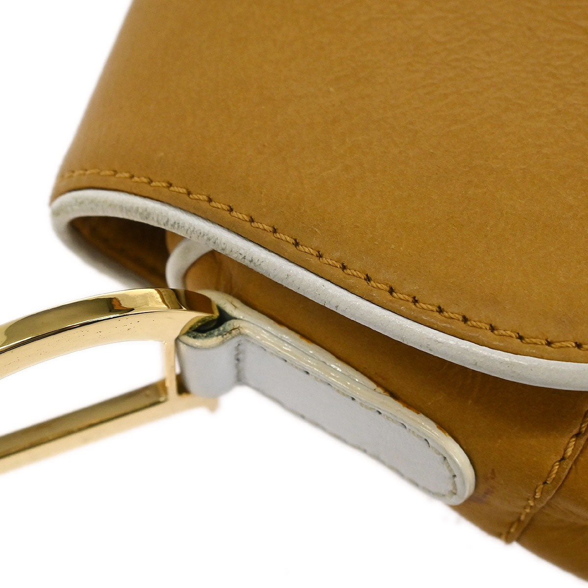 Christian Dior Beige White Leather Saddle Handbag