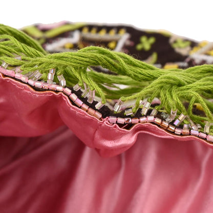 Fendi Brown Canvas Beads Embroidered Tote Handbag