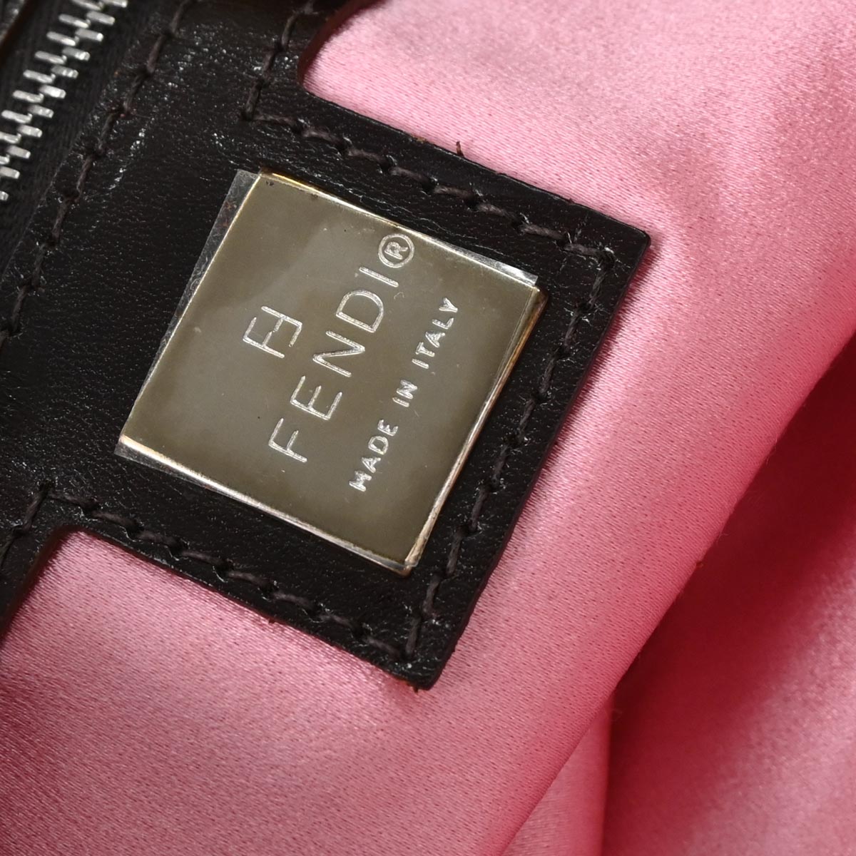 Fendi Brown Canvas Beads Embroidered Tote Handbag