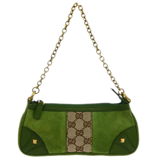 Gucci Green Suede GG Handbag