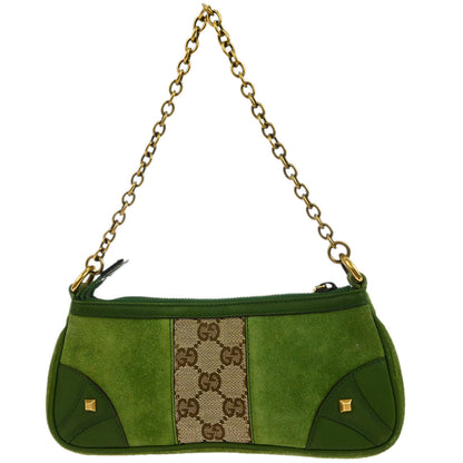 Gucci Green Suede GG Handbag